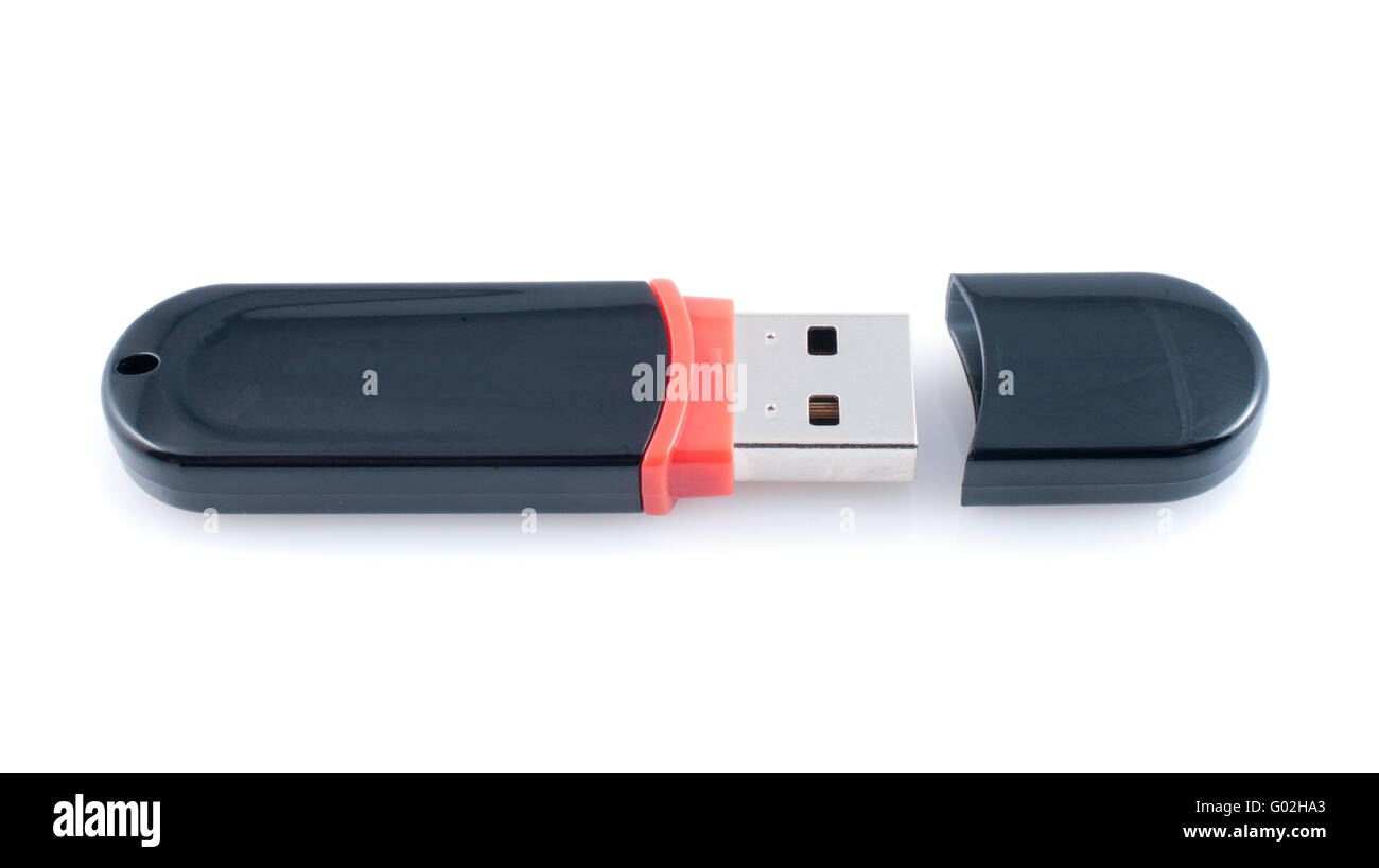 USB-Flash-Speicher isoliert auf weißem Hintergrund. Stockfoto