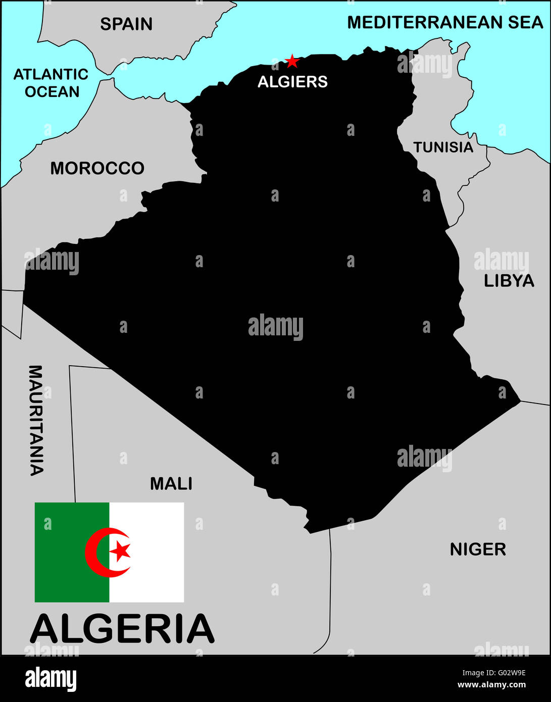 Politische Karte von Algerien Stockfoto