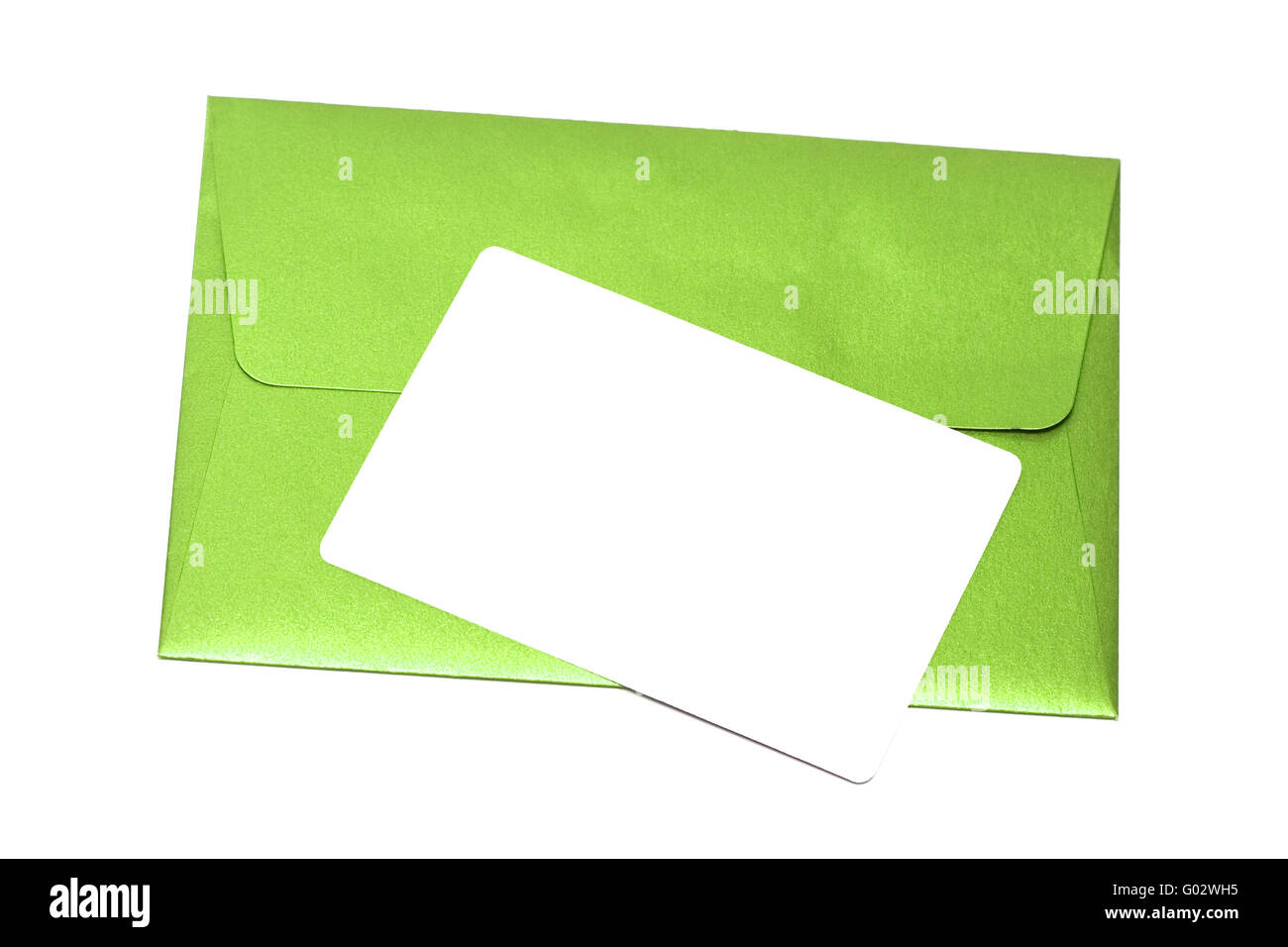 Umschlag mit Glückwunsch Karte isoliert auf weißem Hintergrund Stockfoto