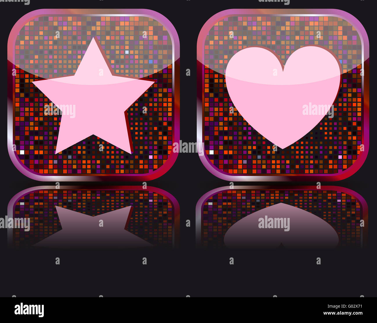 Glänzende Web Button mit Favoriten-Symbol. Stockfoto