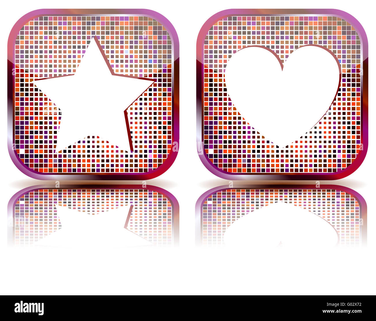 Glänzende Web Button mit Favoriten-Symbol. Stockfoto