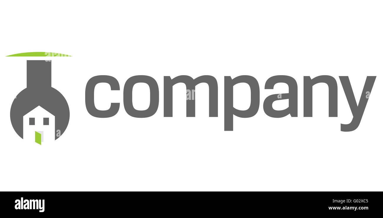 Schlüssel um House-Logo für Reparatur-service Stockfoto