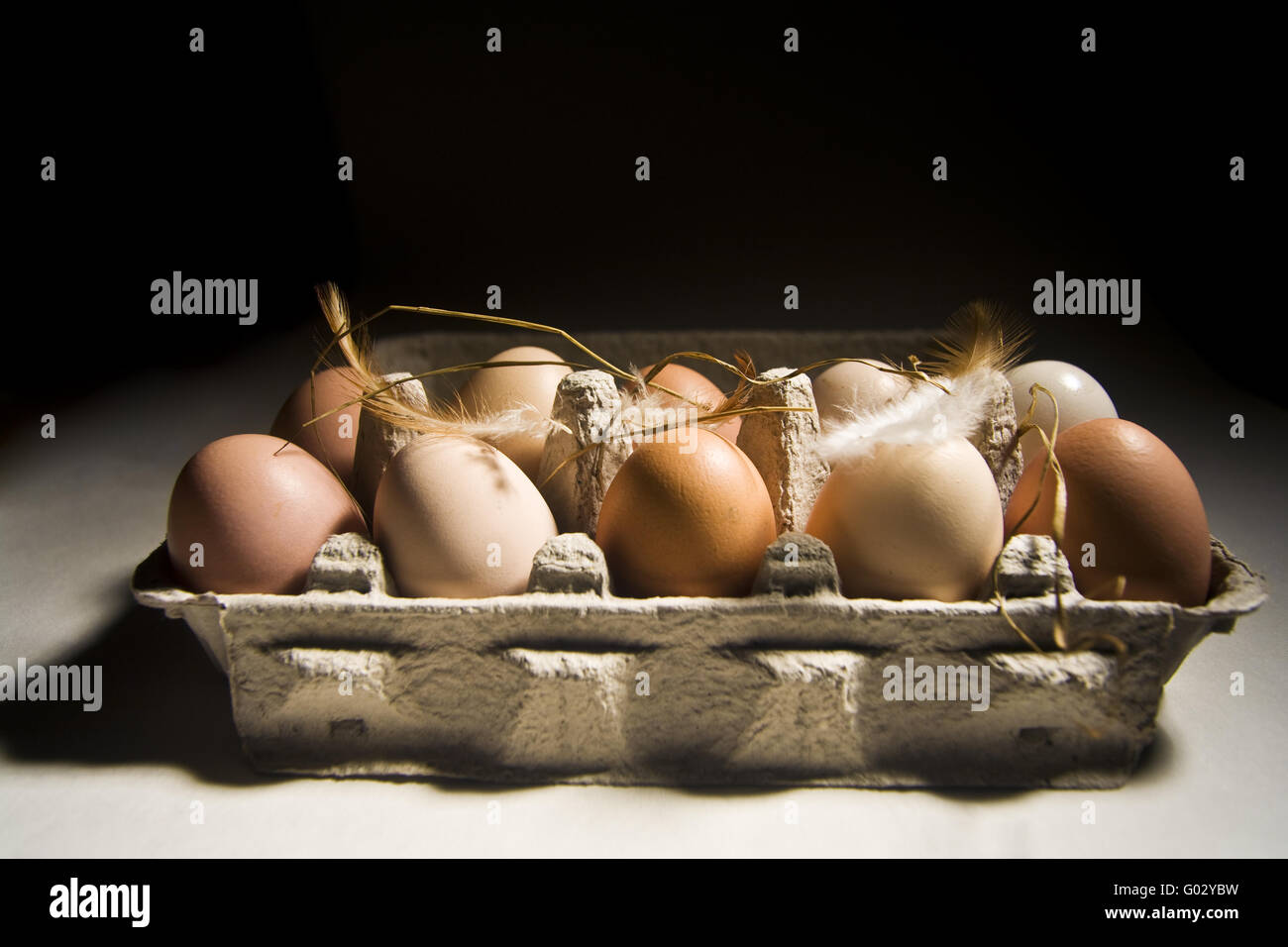 Eiern in einer Verpackung Stockfoto