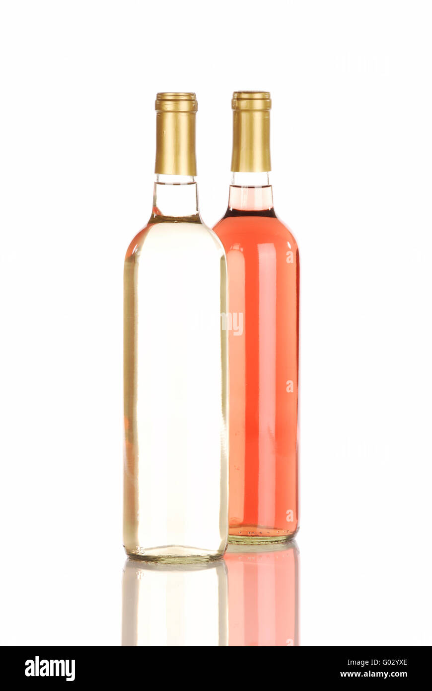 Weiß und weißen Zinfandel Wein Flaschen Stockfoto