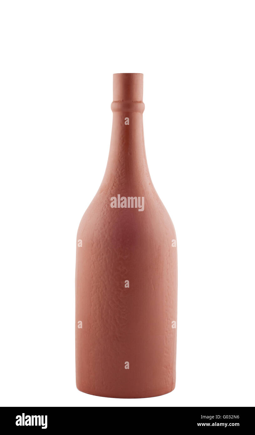 Clay Flasche isoliert auf weißem Hintergrund. Clipping-Pfad. Stockfoto