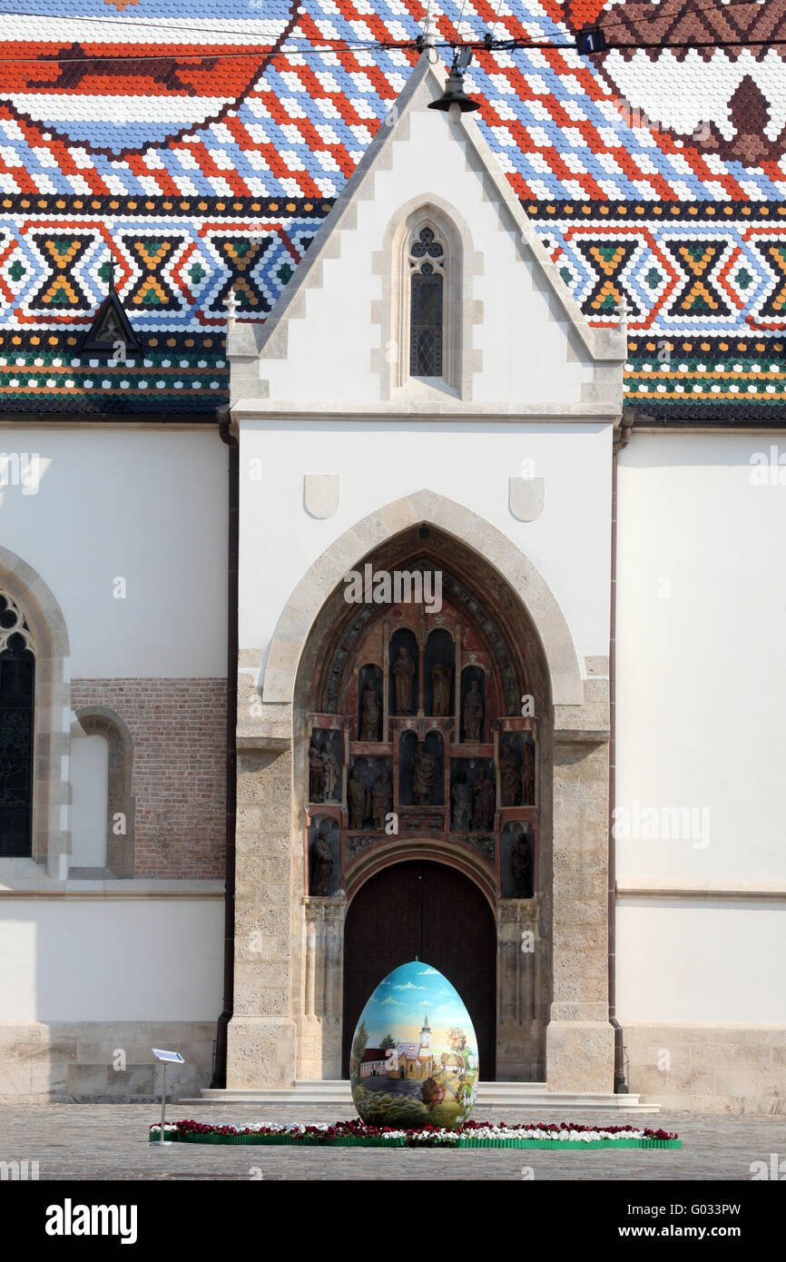 St. Markus Kirche mit dem Osterei, Zagreb Stockfoto