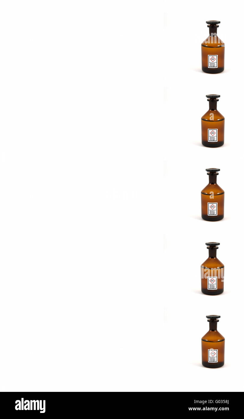5 chemische Flaschen Stockfoto