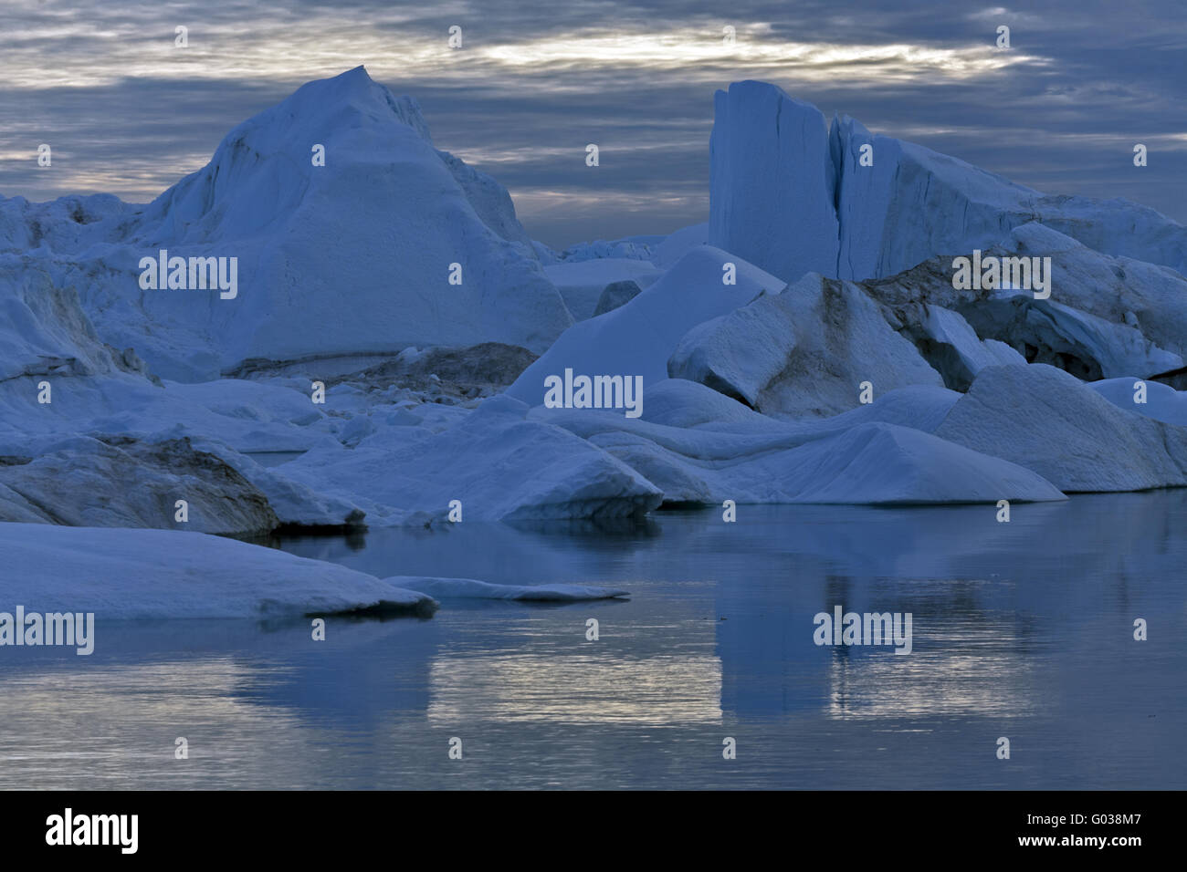 Schwimmende Eisberge in Ilulissat Icefjord, Grönland Stockfoto