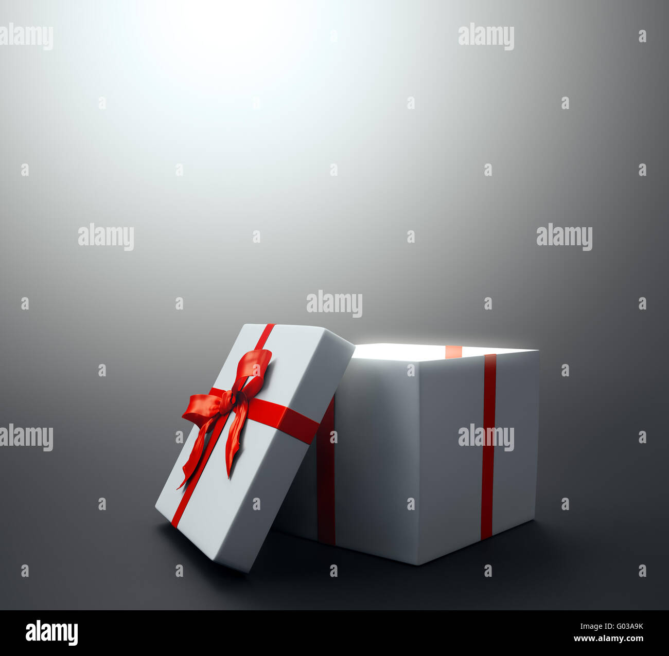 Weiße Geschenk mit einem roten Band - Weihnachts-Feier-Bild Stockfoto