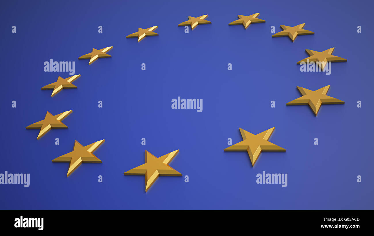 Symbol der Europäischen Union - zwölf goldenen Sternen auf blauem Grund Stockfoto