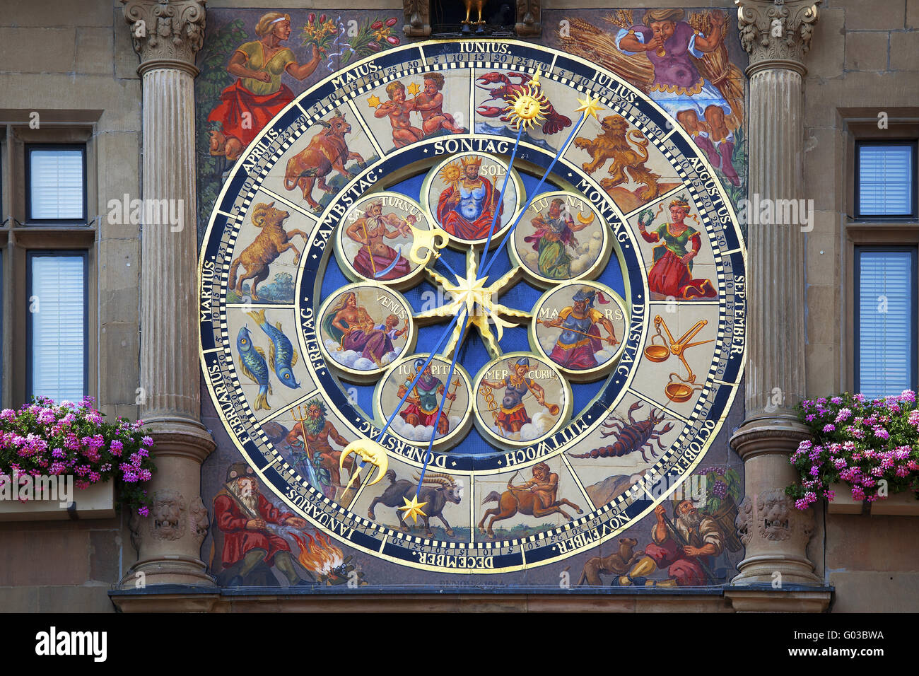 historische astronomische Uhr, Heilbronn, Deutschland Stockfoto