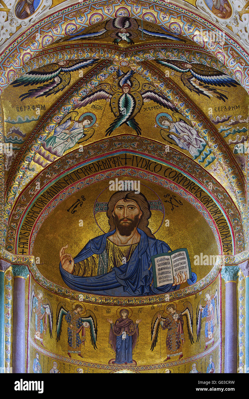 Christus Pantokrator, Kathedrale von Cefalu, Sizilien Stockfoto