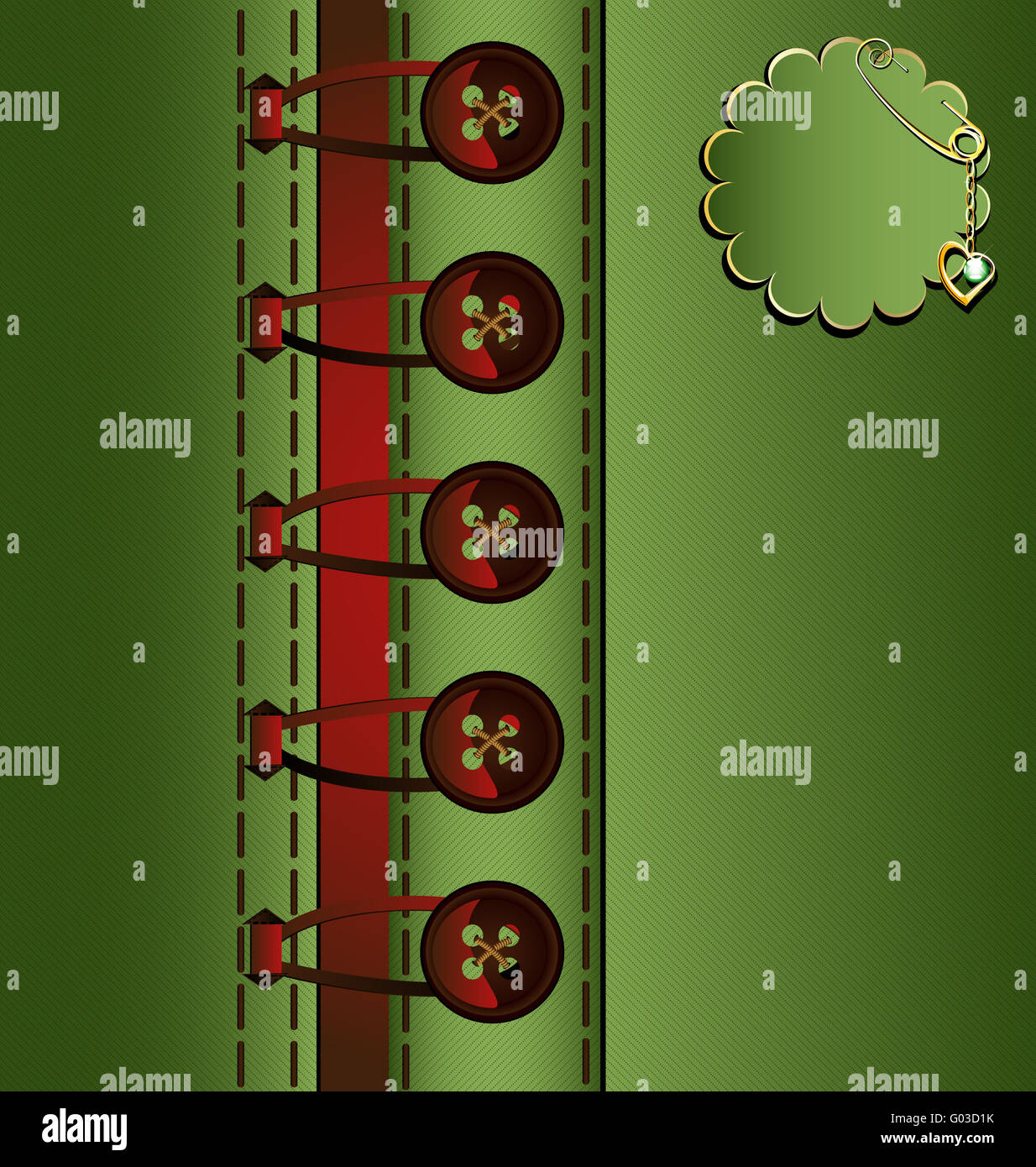 Grüner Hintergrund mit Knöpfen Stockfoto