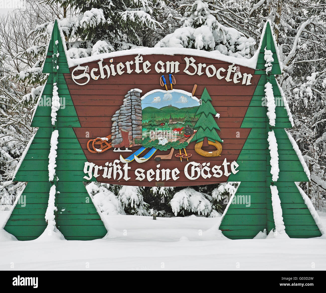 Winter in der deutschen Harz-Region in der Nähe von Schierke Stockfoto