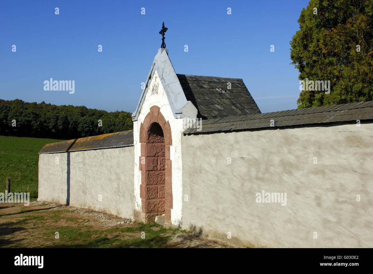 Klostermauer der Seite Portal, Mariawald Abbey Stockfoto