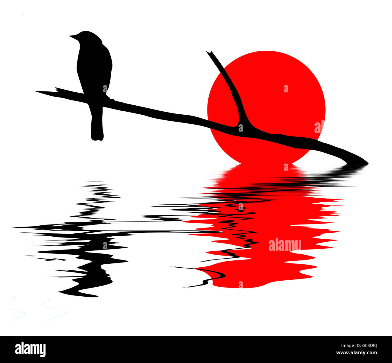 Vektor-Silhouette des Vogels auf weißem Hintergrund Stockfoto