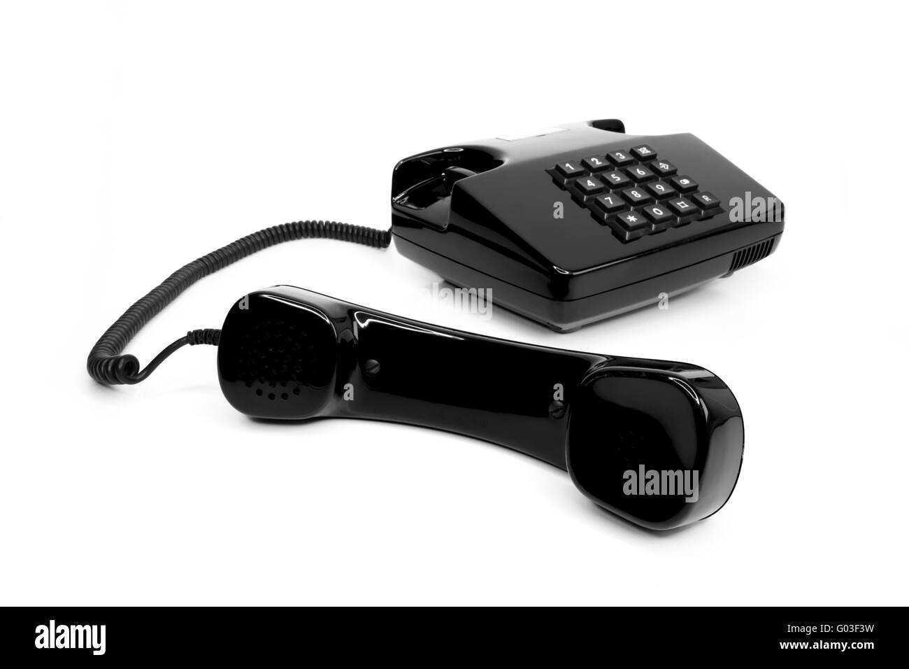 Klassisches Telefon aus den Achtzigern, isoliert Stockfoto