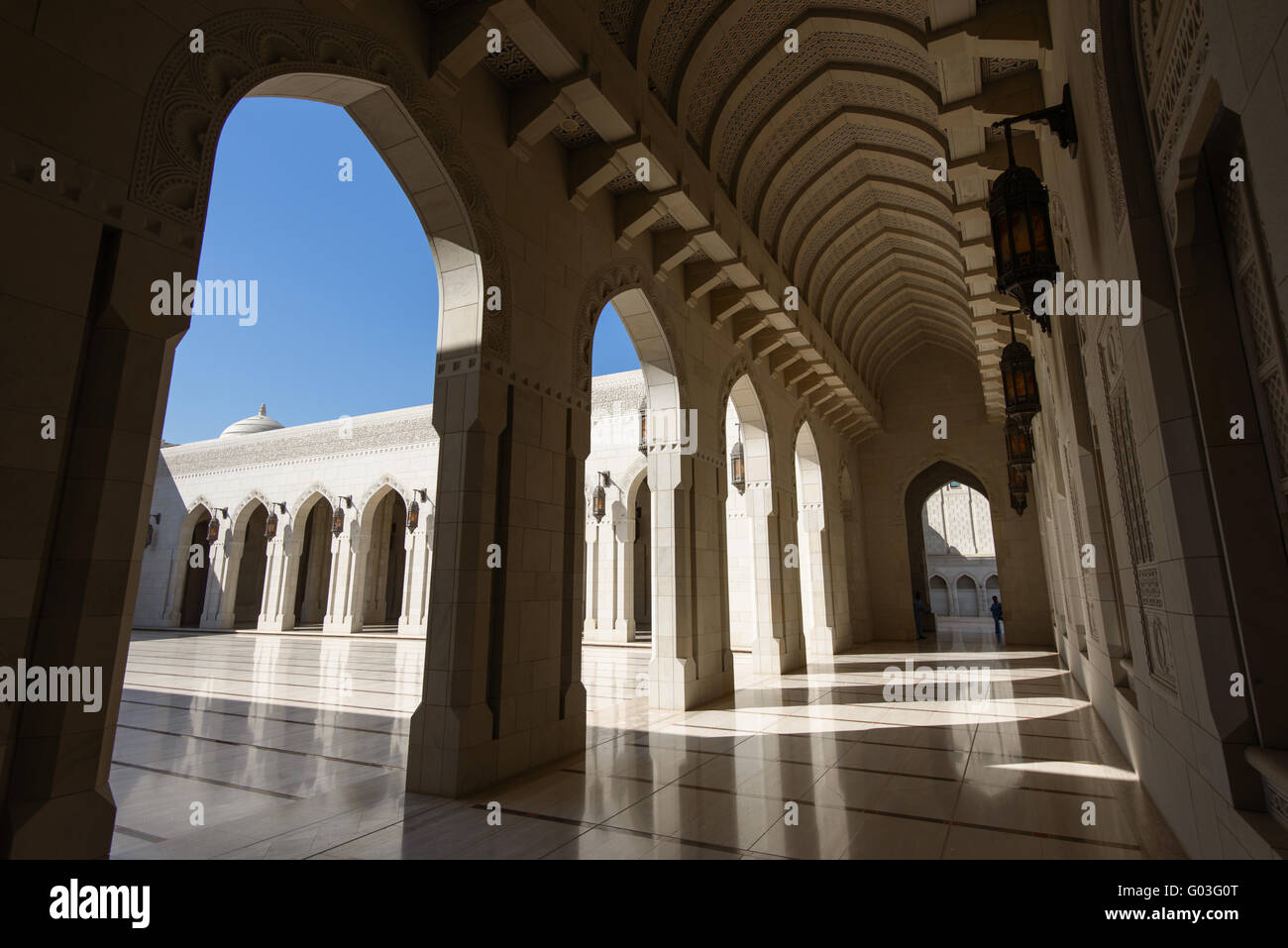Sultan Qaboos Grand Mosque in Maskat. Stockfoto