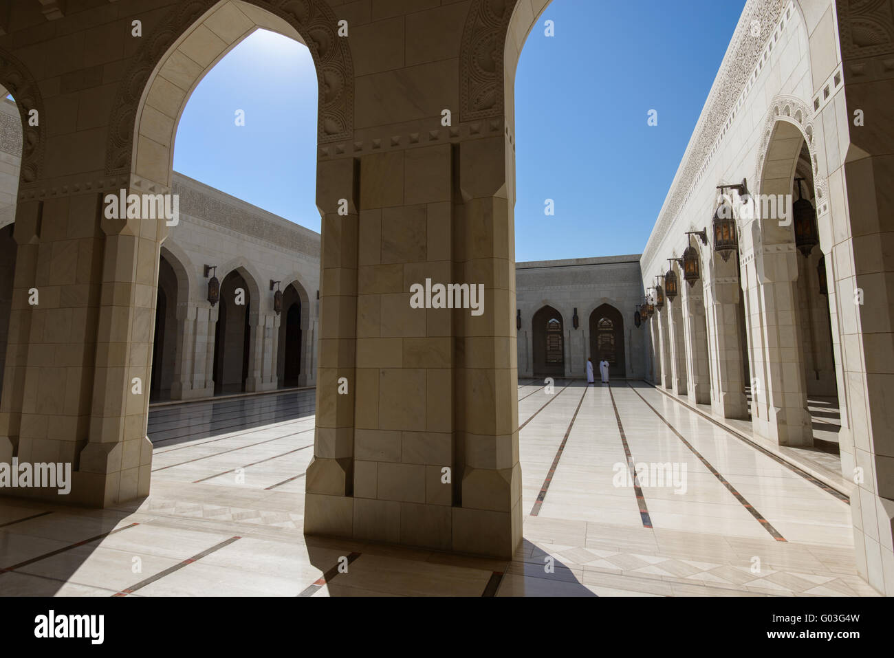Innere des Sultan Qaboos Grand Mosque, Muscat, Oman. Stockfoto