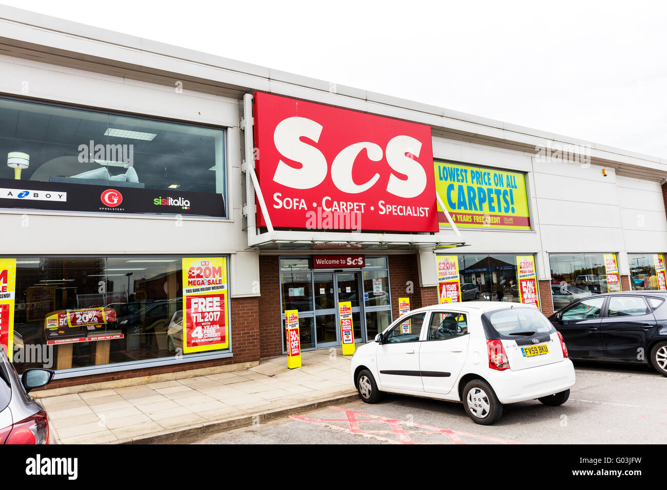 ScS Sofa Teppich Spezialist Shop Zeichen Logo Name Shop auBen Alexander Retail Park Grimsby UK England Geschafte Einzelhandel Stockfotografie Alamy