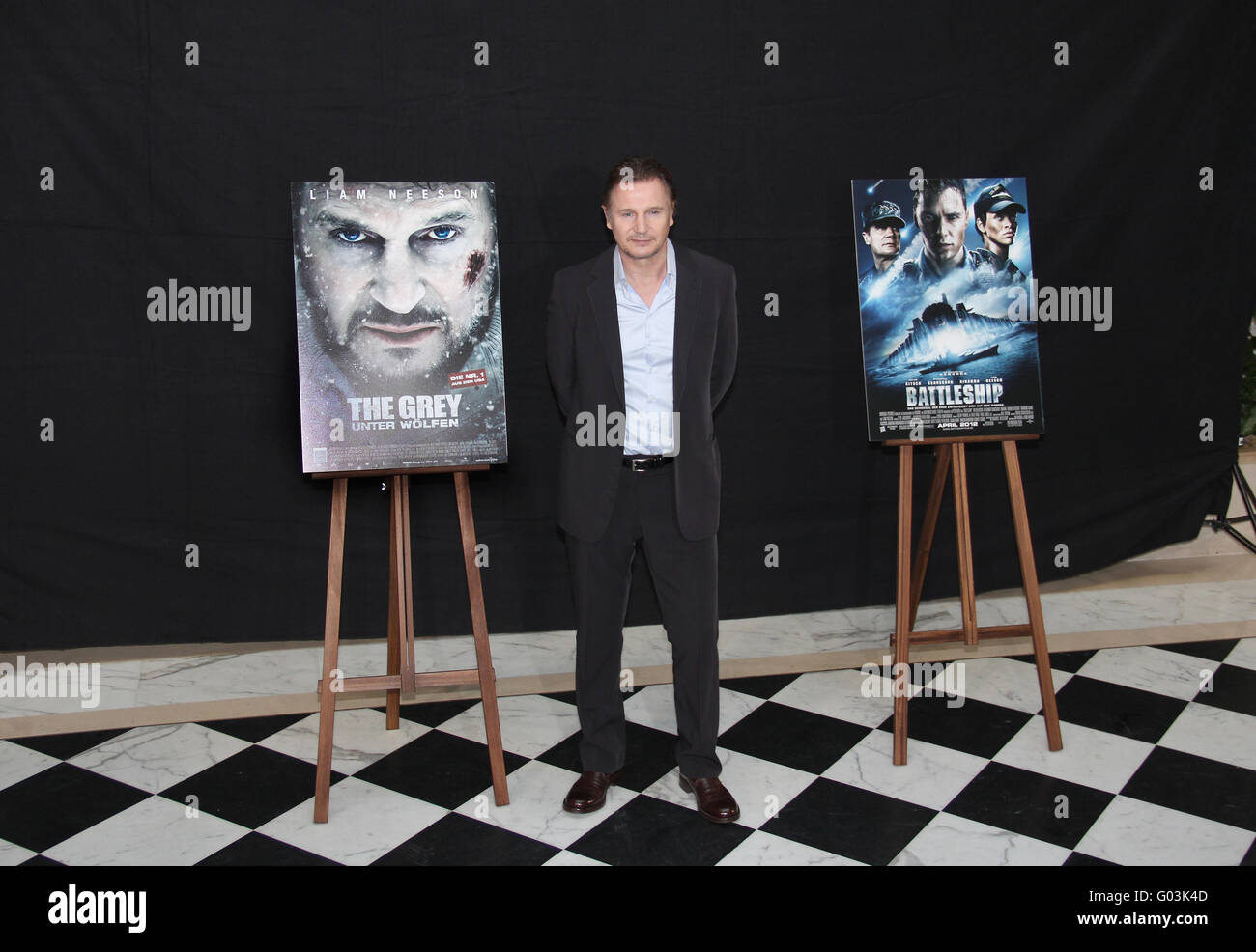 Fototermin der grau und Schlachtschiff mit Liam Neeson Stockfoto