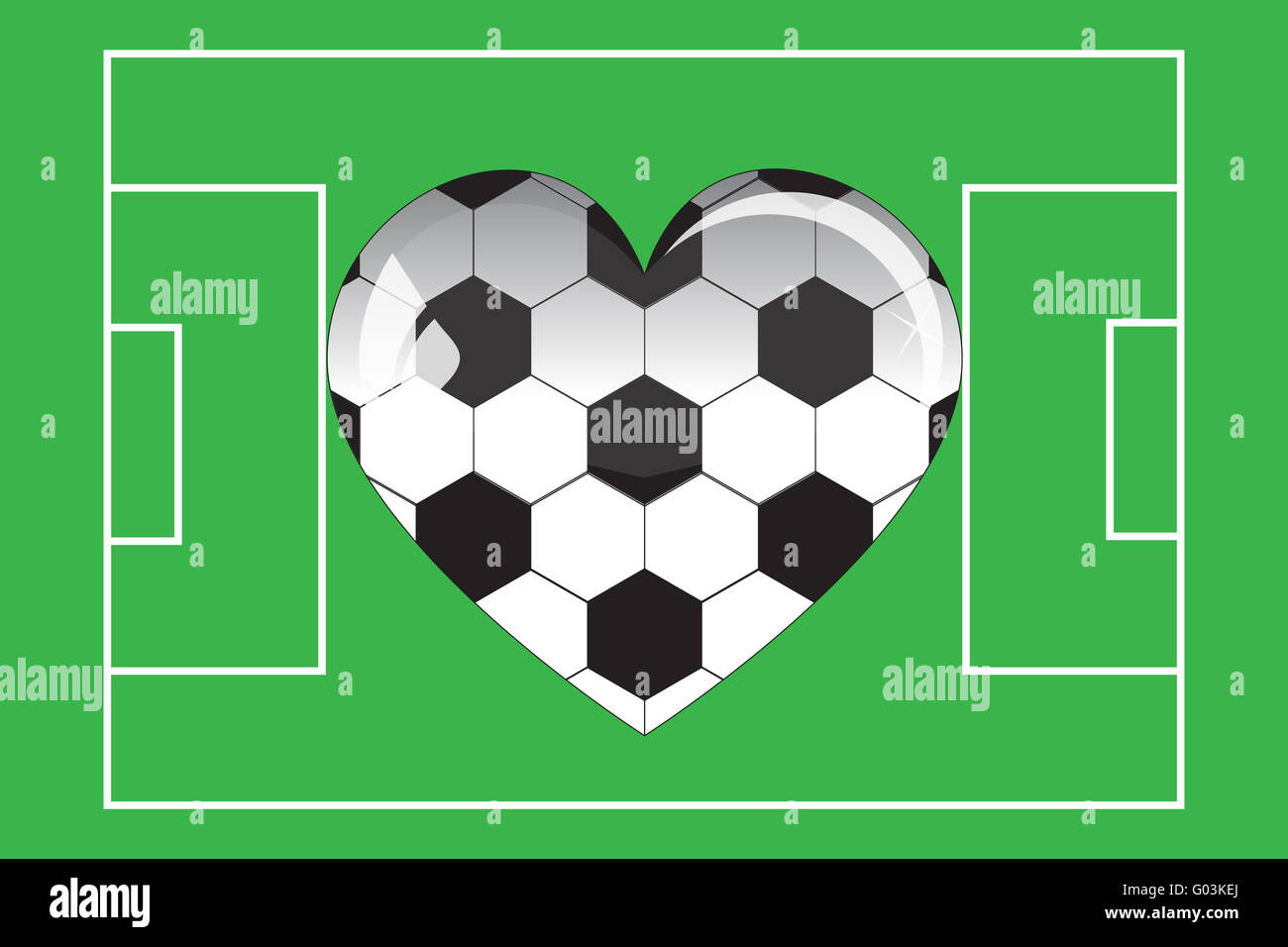 Glas Herz Fußball im Feld Stockfoto