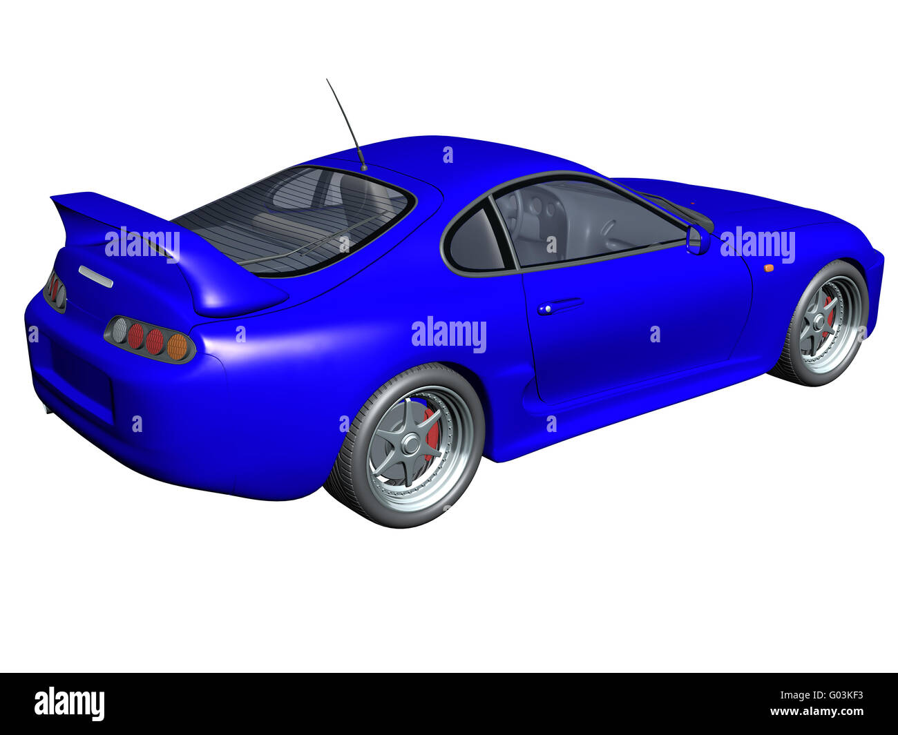 blaues Auto Sport Art auf weißem Hintergrund Stockfoto