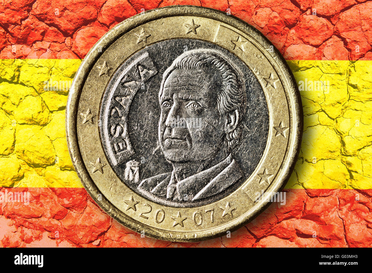 Spanien-Euro-Münze, Schuldenkrise Stockfoto