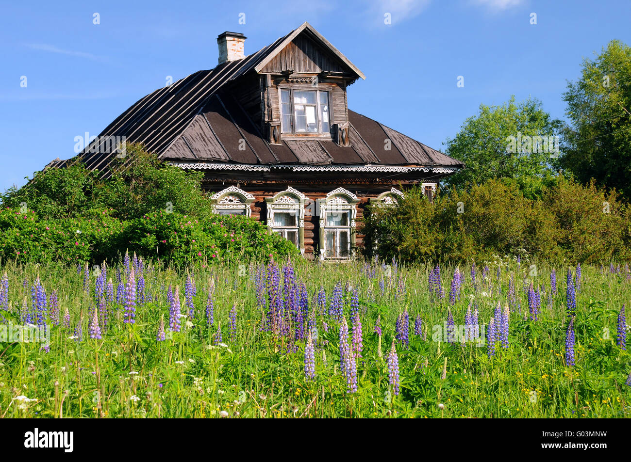 Alte russische Dorfhaus Stockfoto
