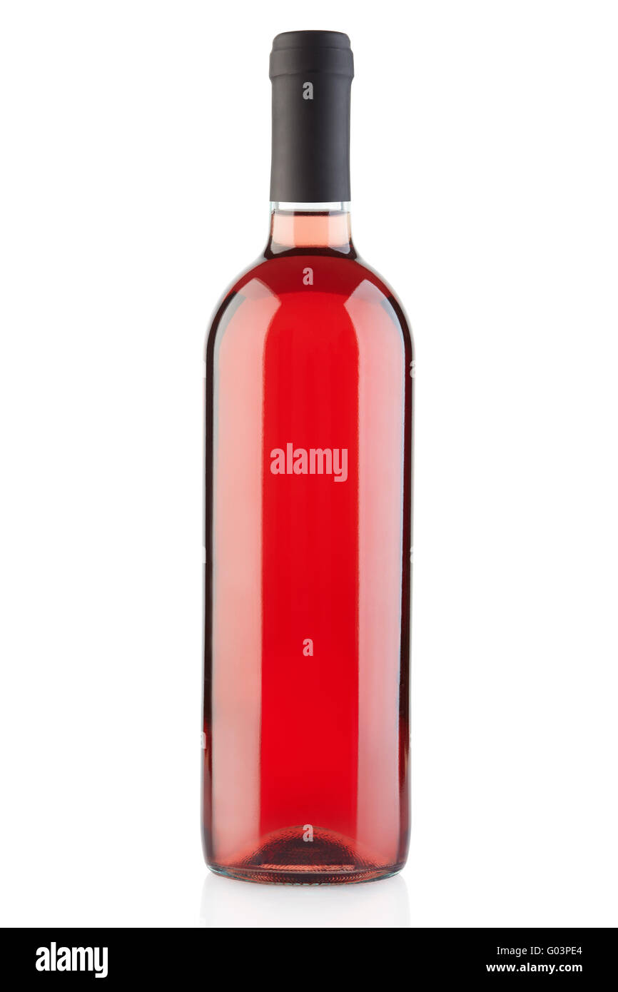 Rose Wein Flasche auf weiß Stockfoto