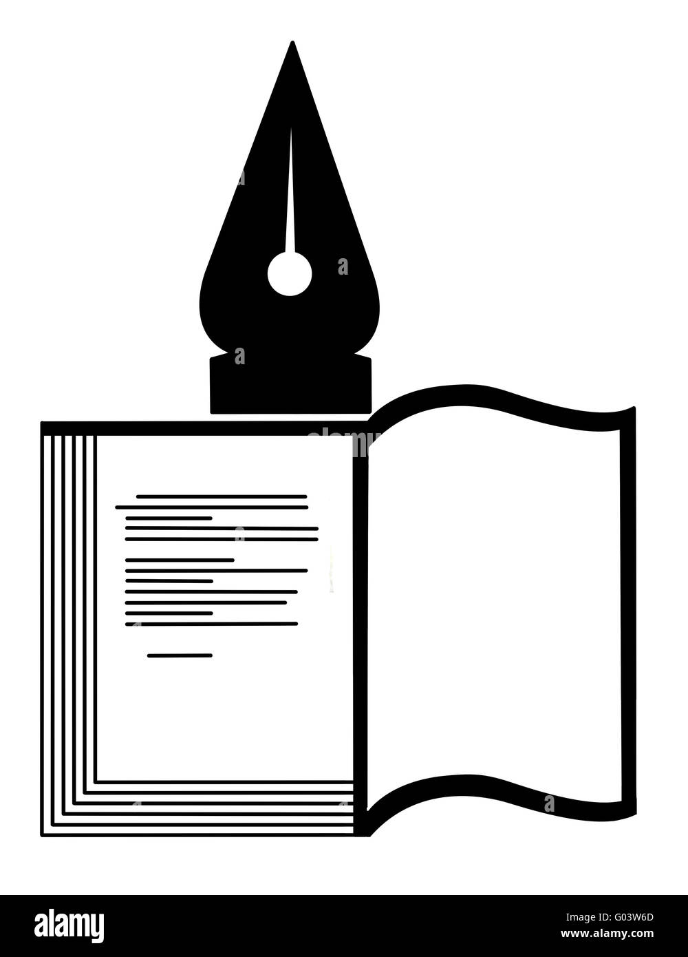 Vektor-Silhouette des Buches auf weißem Hintergrund Stockfoto