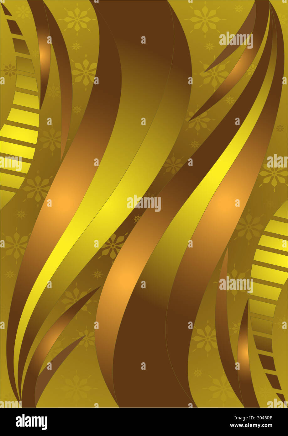 Golden gewellten Streifen in hell braunem Hintergrund Stockfoto