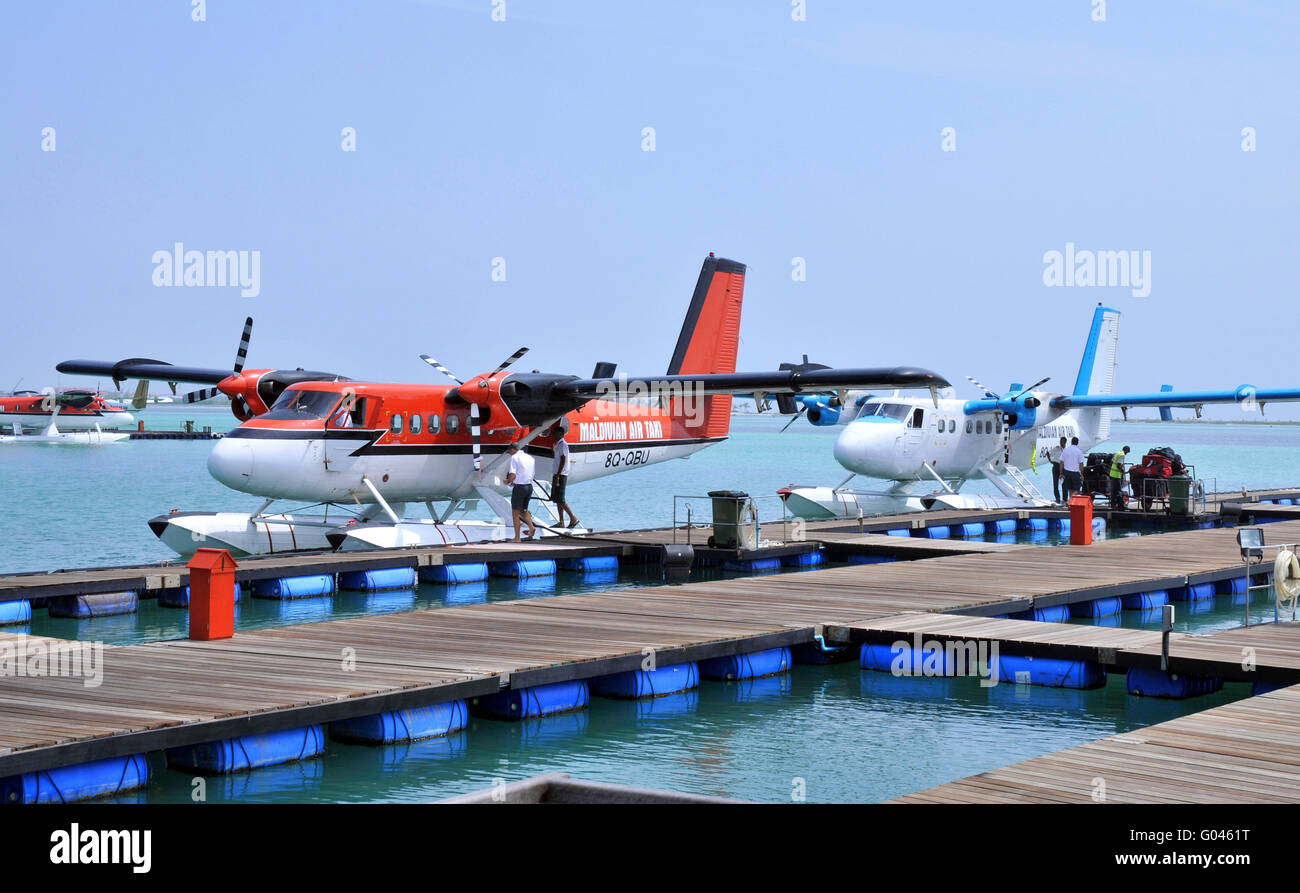 De Havilland Canada DHC-6 Twin Otter, Wasserflugzeug, Wasserflugzeug, Wasserflugzeuge, Airline Maledivian Airtaxi, internationalen Flughafen Male, Male, Hulhule Island, Malediven Stockfoto