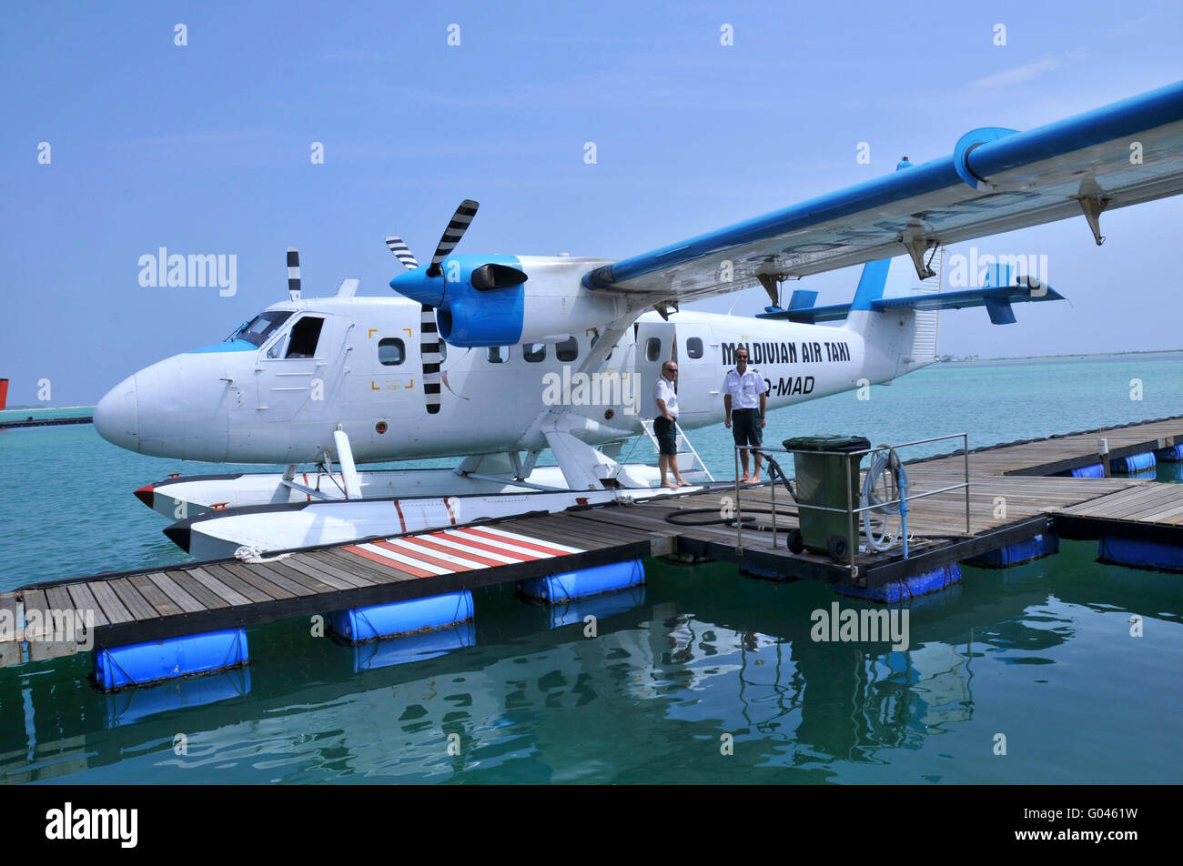 De Havilland Canada DHC-6 Twin Otter, Wasserflugzeug, Wasserflugzeug, Wasserflugzeuge, Airline Maledivian Airtaxi, internationalen Flughafen Male, Male, Hulhule Island, Malediven Stockfoto