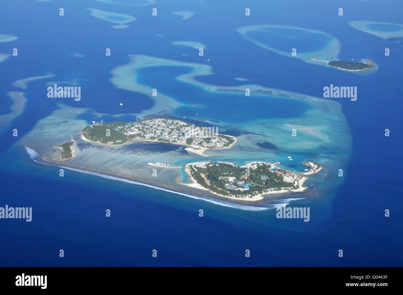 Inseln, Atolle, Süd Male Atoll, Malediven Stockfoto