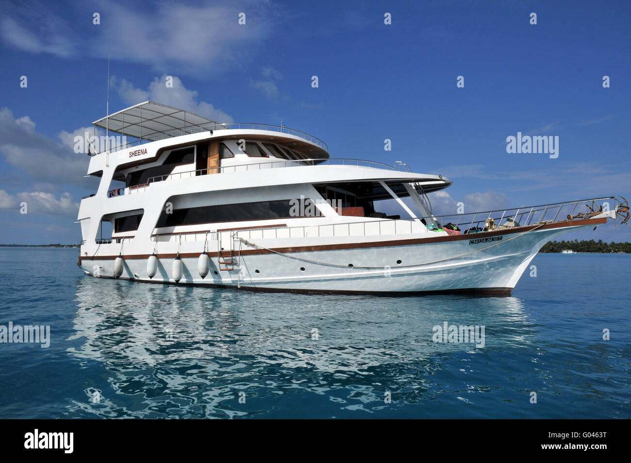 Tauchboot, M/Y Sheena Malediven Stockfoto