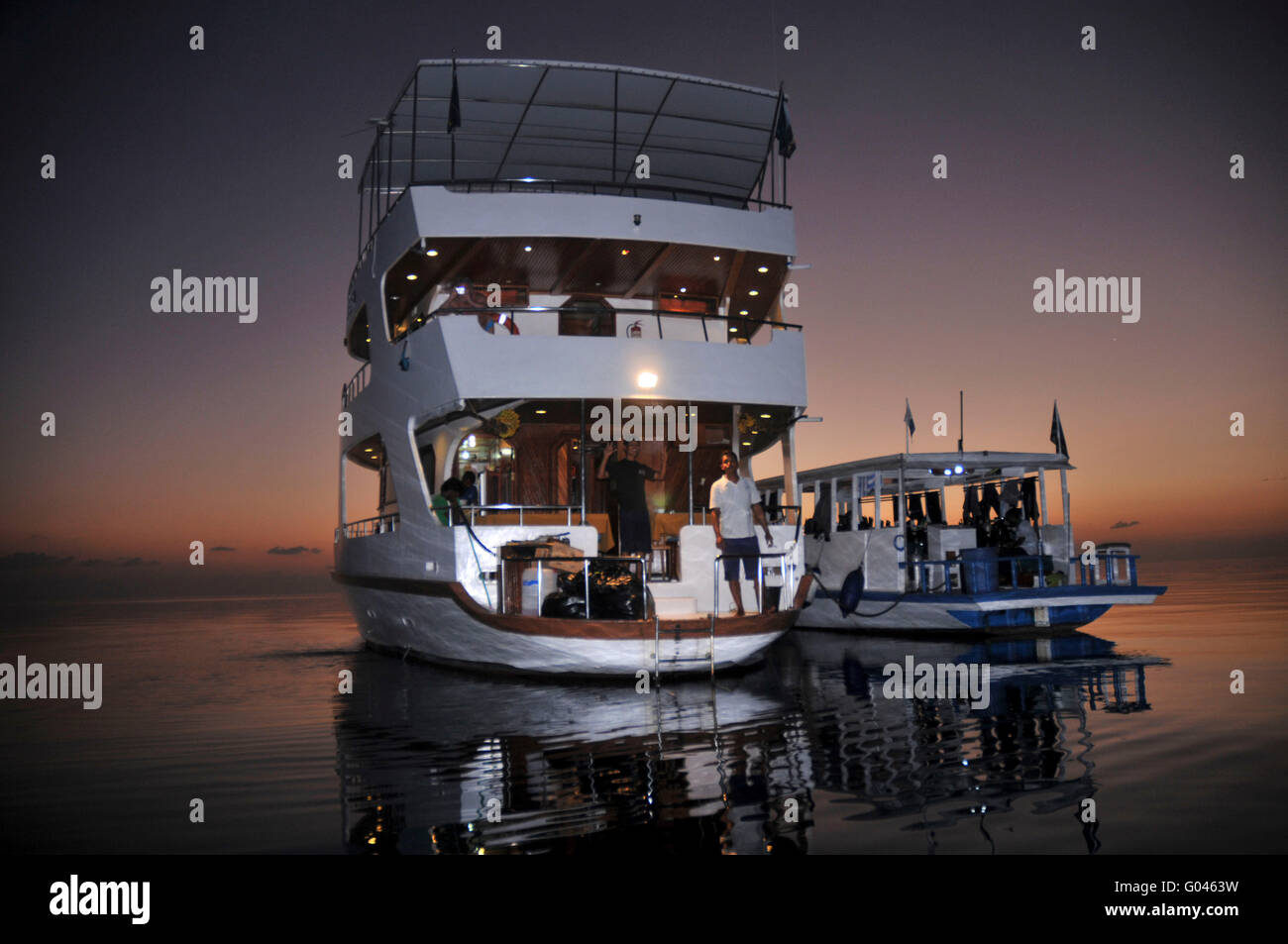 Tauchboot, M/Y Sheena Malediven Stockfoto