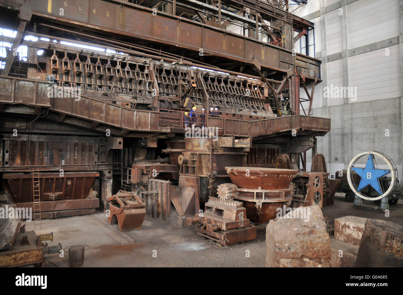 Offene Feuerstelle Ofen, Industriemuseum Brandenburg an der Havel, Brandenburg an der Havel, Brandenburg, Deutschland / Industriemuseum Brandenburg der Havel, Siemens-Martin-Ofen Stockfoto