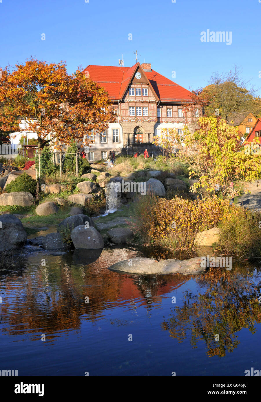 Rathaus, Kurpark, Schierke, Wernigerode, Harz, Sachsen-Anhalt, Deutschland Stockfoto