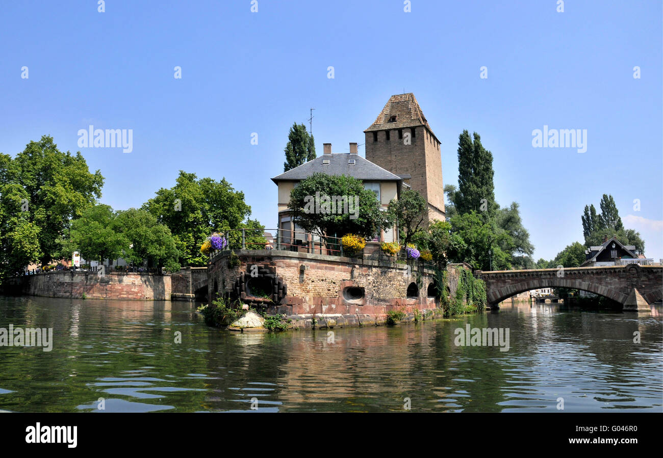 Les Ponts Couverts, bedeckt Brücken, Frankreich, Straßburg, Elsass, Frankreich Stockfoto