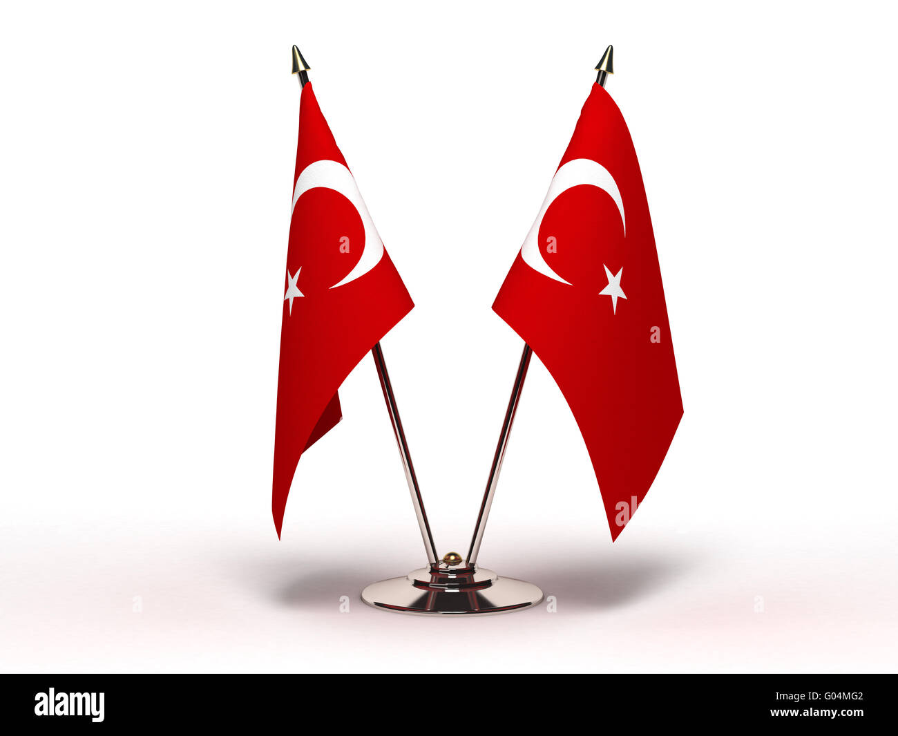 Miniatur-Flagge der Türkei (isoliert) Stockfoto