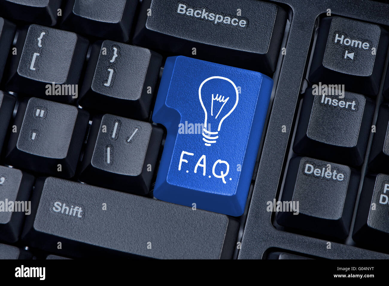 Schaltfläche "Computer-Tastatur-F A Q Internet-Konzept. Stockfoto