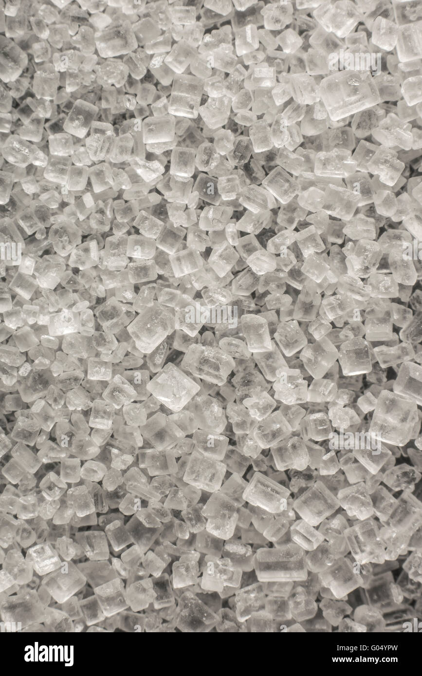 Weiße Zuckerkristalle Stockfoto