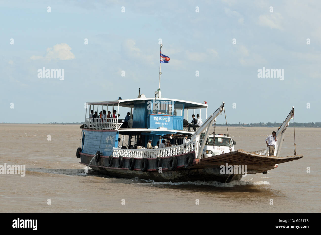 Fähre über den Mekong Fluss, Phnom Penh Stockfoto