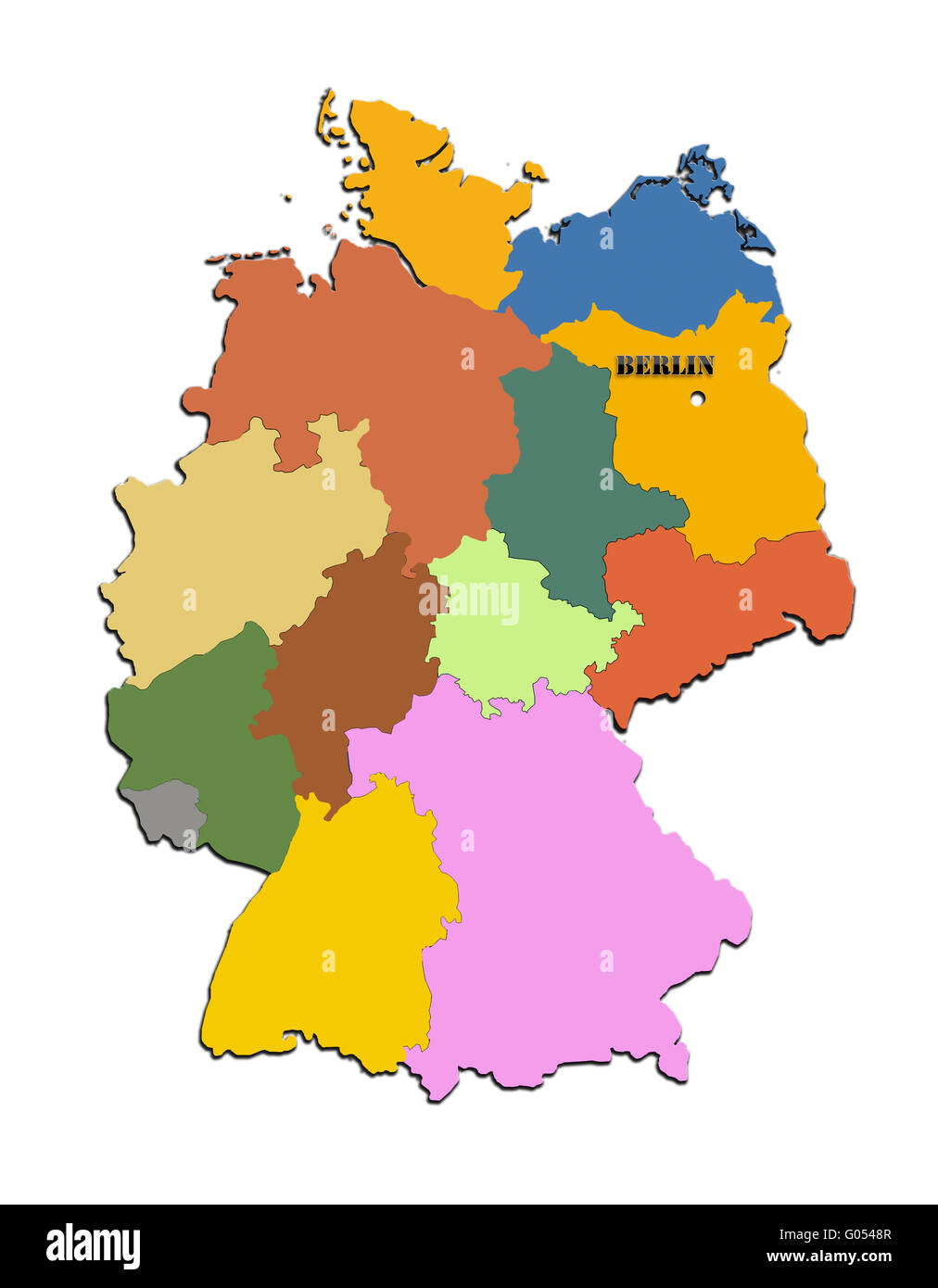 Farbige Silhouette der Karte von Deutschland Stockfoto