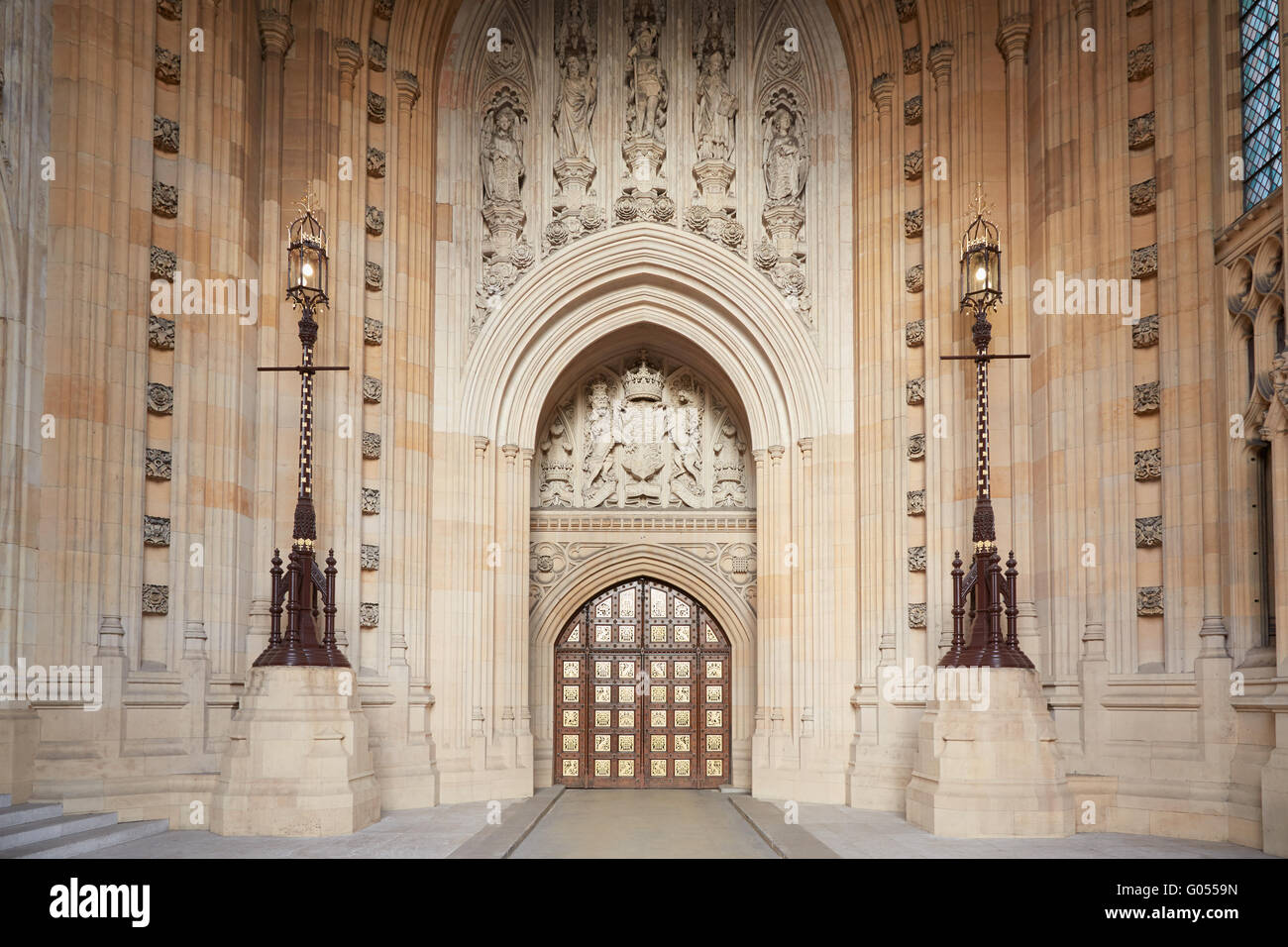 Victoria Tower Interieur mit Tor, Palace of Westminster in London Stockfoto