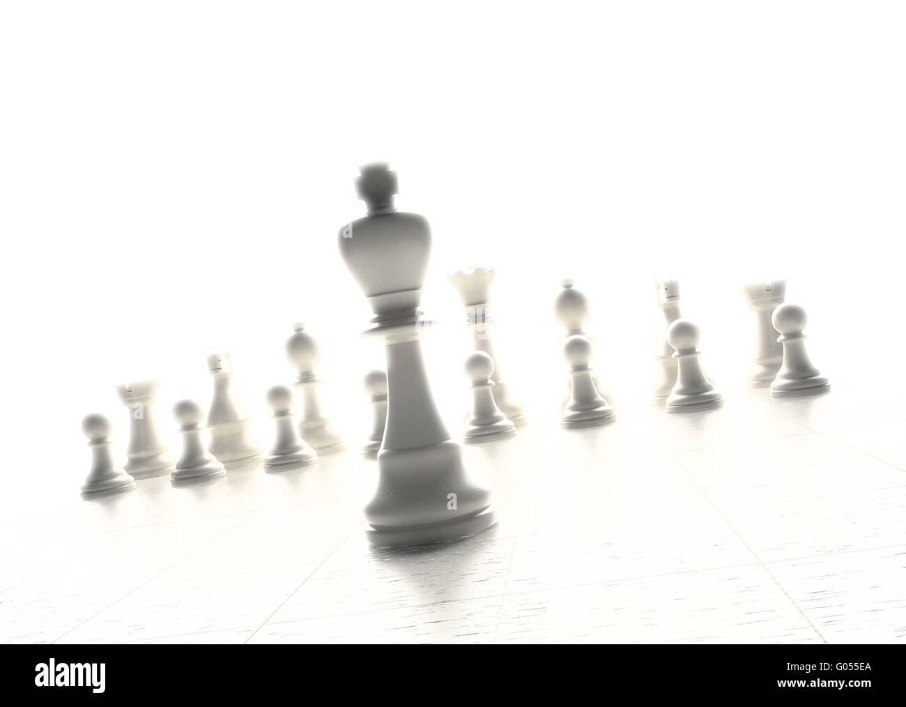 Schachspiel mit dem König Figur in der front Stockfoto