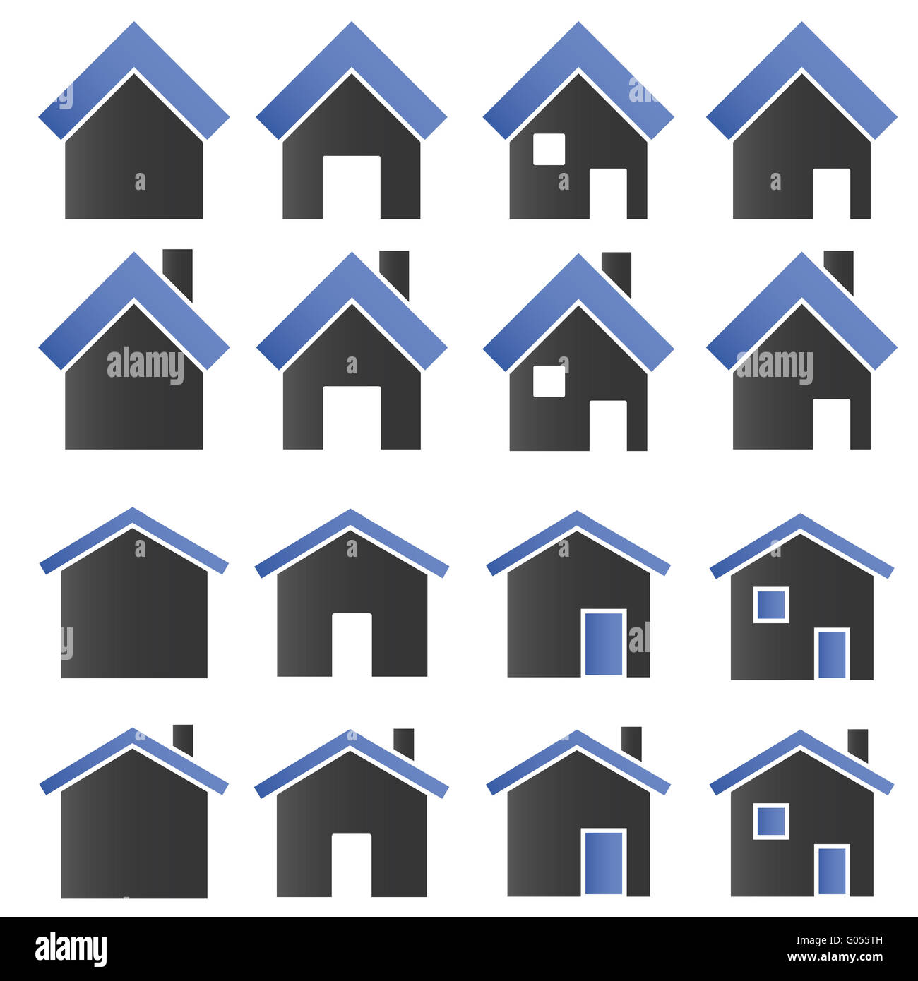 Häuser-blau Stockfoto