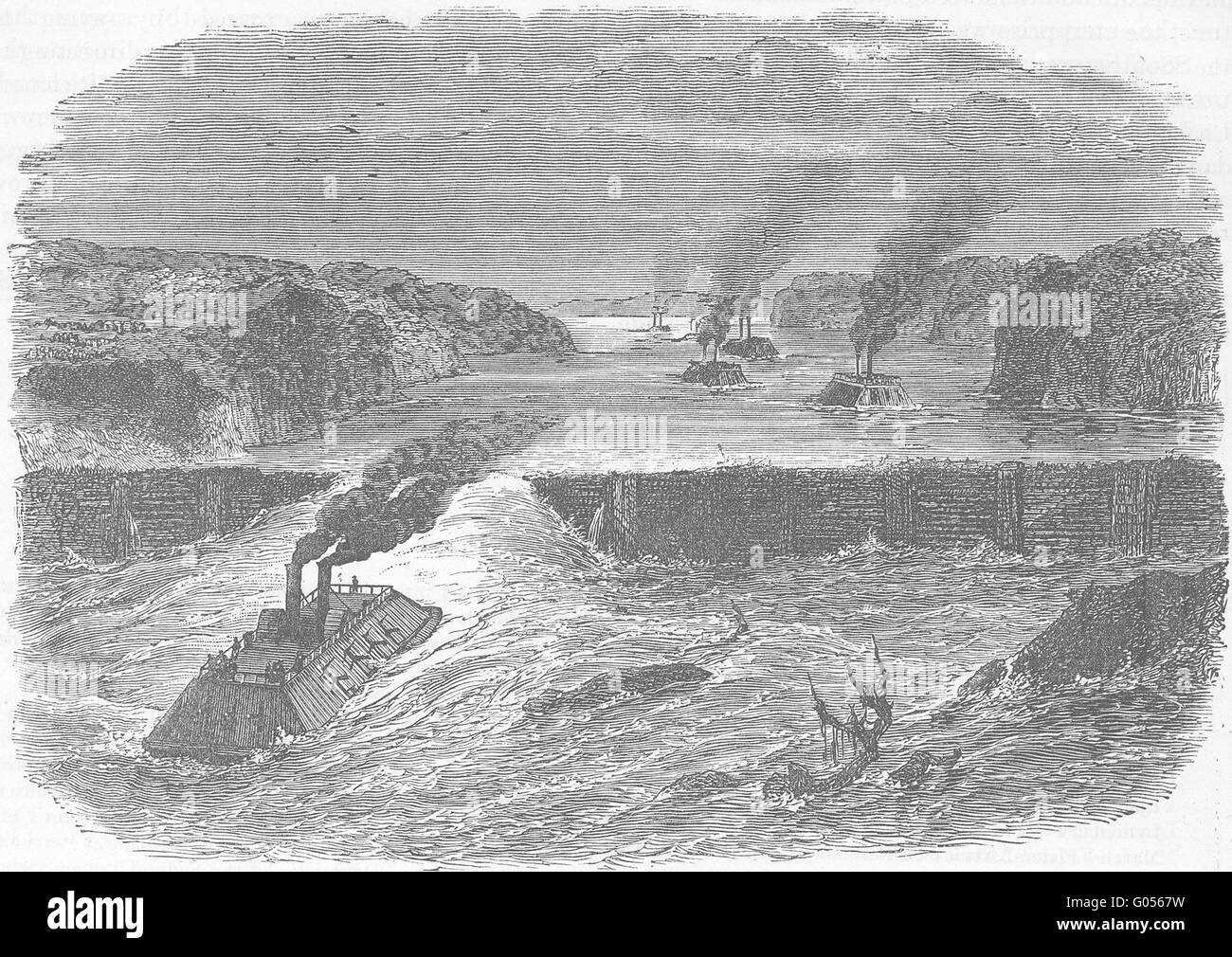 LOUISIANA: Bürgerkrieg: Baileys Dam, Red River, antiken print c1880 Stockfoto