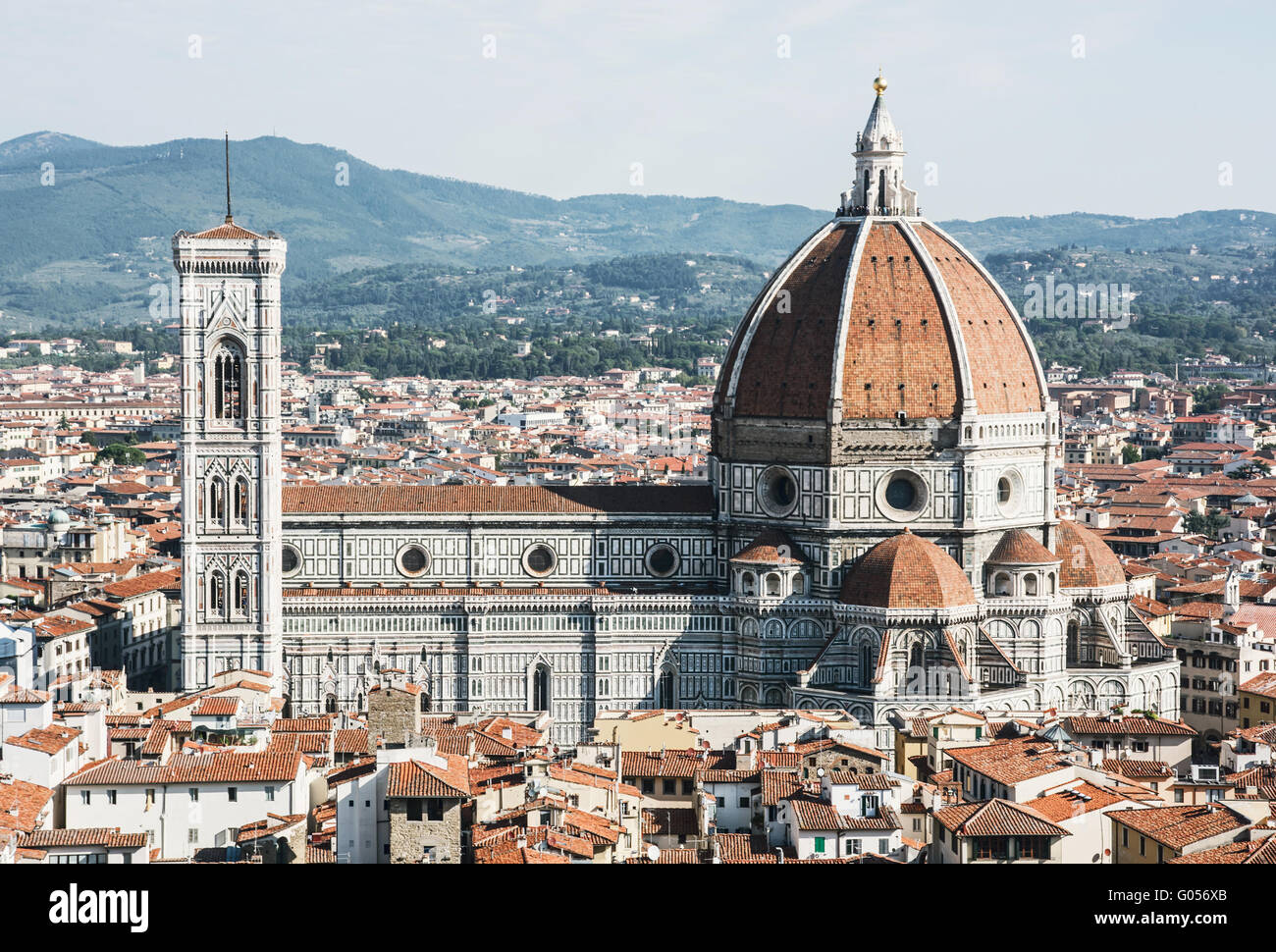 Kathedrale Santa Maria del Fiore und Giottos Campanile in Florenz, Toskana, Italien. Kulturelles Erbe. Historischen Zentrum. Städtischen sc Stockfoto